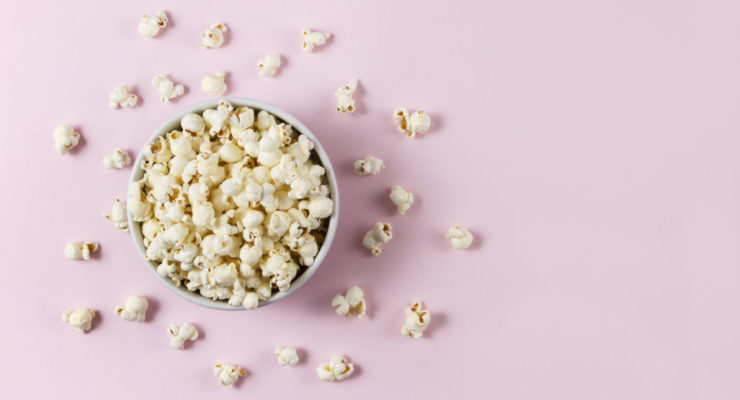 Popcorn on Soft Pink Background