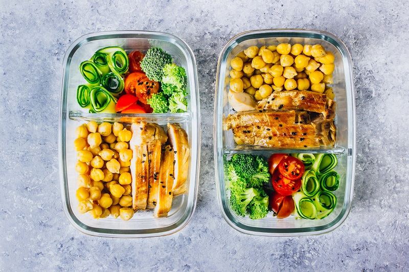 a healthy lunch in a meal prep container