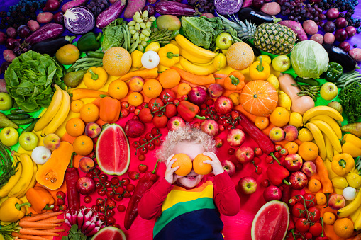 rainbow made out of fruits and vegetables