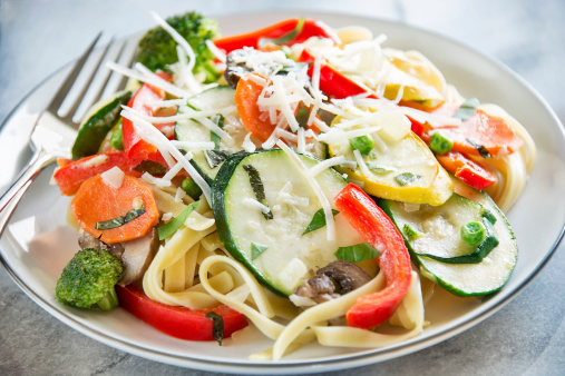 healthy meatless vegetable pasta dinner