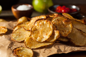 Homemade Air Fryer Potato Chips on Paper