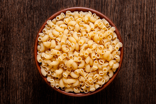 dry pasta in a bowl 