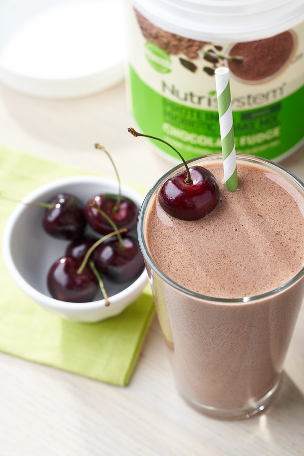 Nutrisystem protein shake and fresh cherries