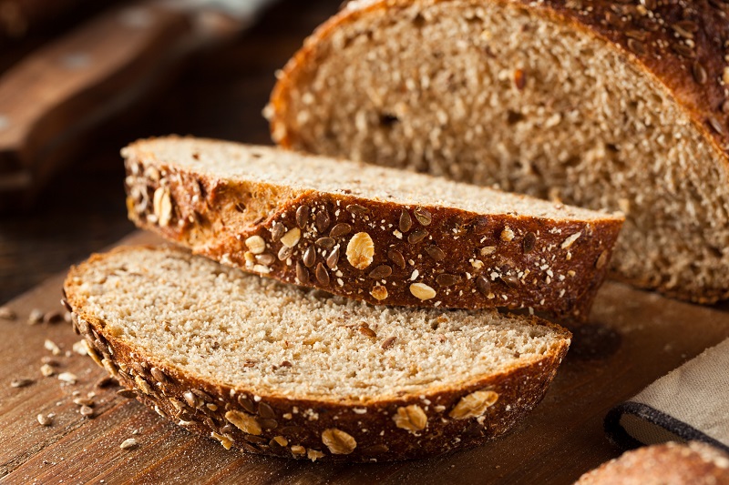 sliced whole grain bread rich in fiber