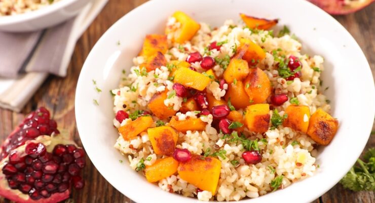 Seasonal Butternut Squash Pomegranate Couscous Salad