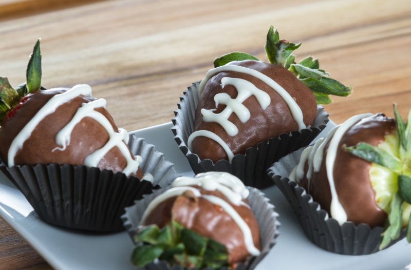 Football chocolate covered strawberries