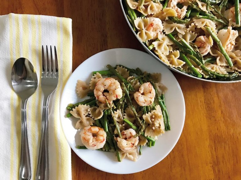Shrimp Pasta With Garlic Asparagus The Leaf Nutrisystem