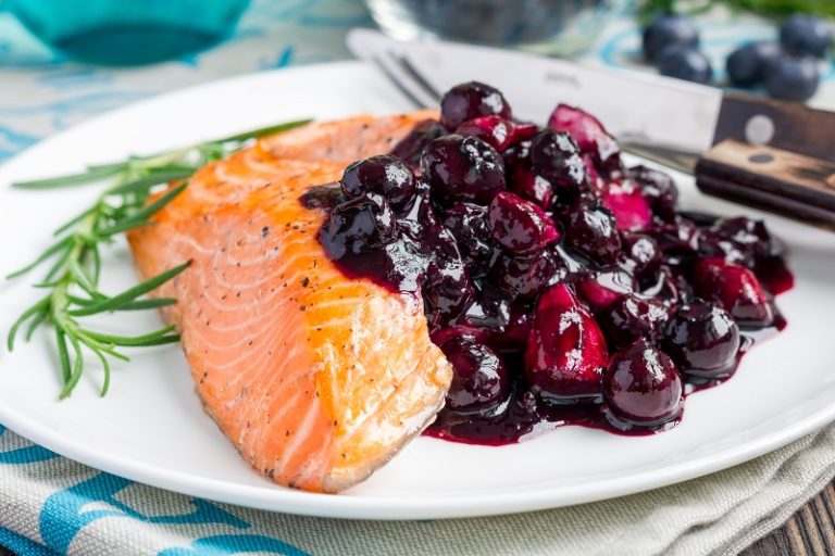 Glazed Salmon Blueberry The Leaf