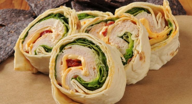 Roasted Red Pepper and Turkey Pinwheel Wraps