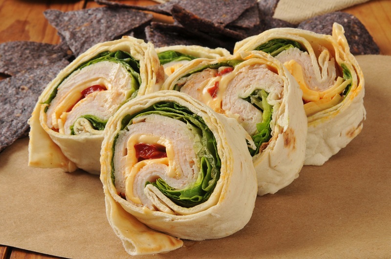 Roasted Red Pepper and Turkey Pinwheel Wraps