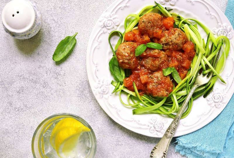 Zucchini Noodles and Meatballs