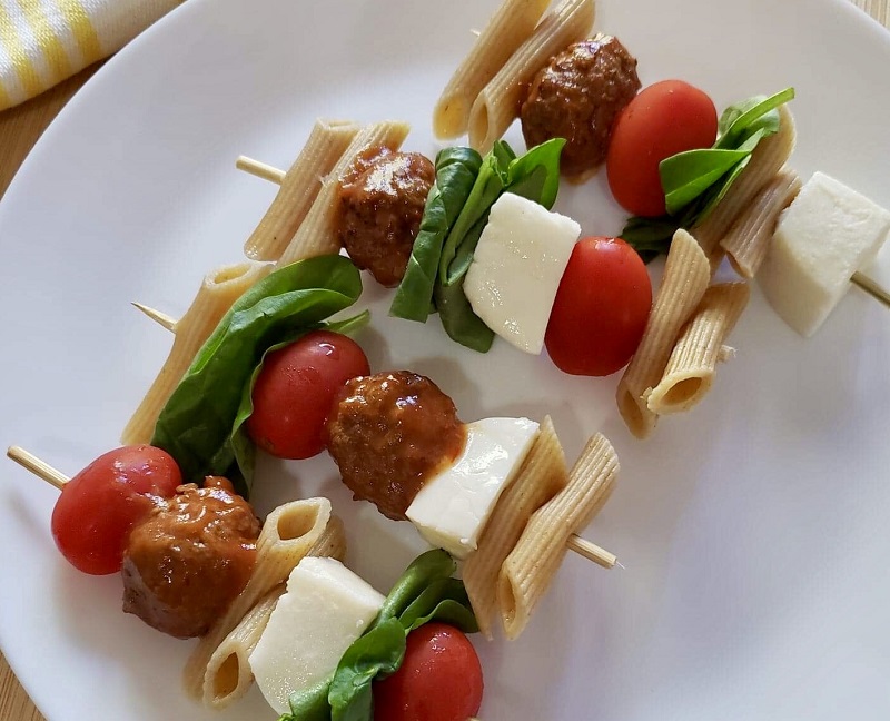 Pasta and Meatball Skewers
