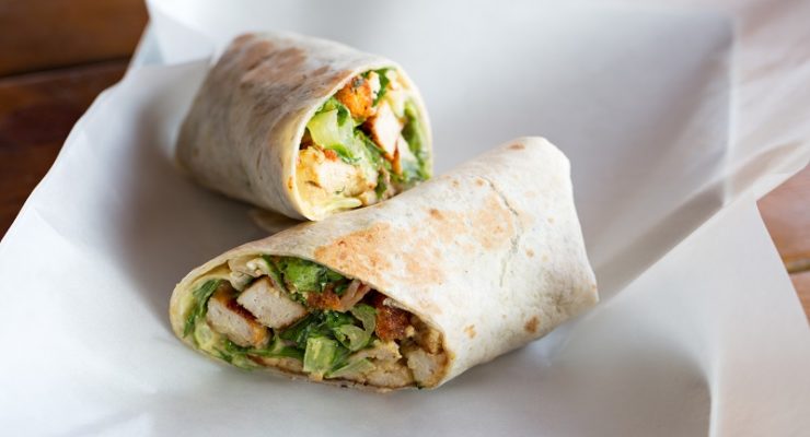 healthy grilled chicken and ranch wrap