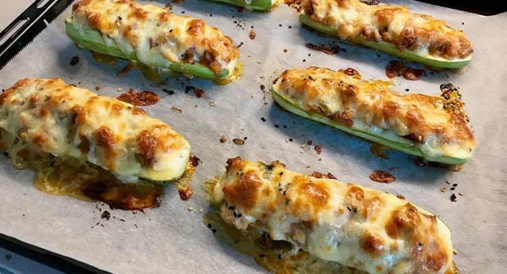 stuffed buffalo zucchini boats