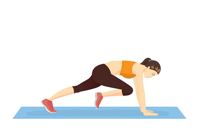 Healthy woman doing the Mountain climber exercise.