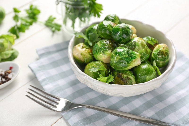 Brussels Sprouts served in a bowl.