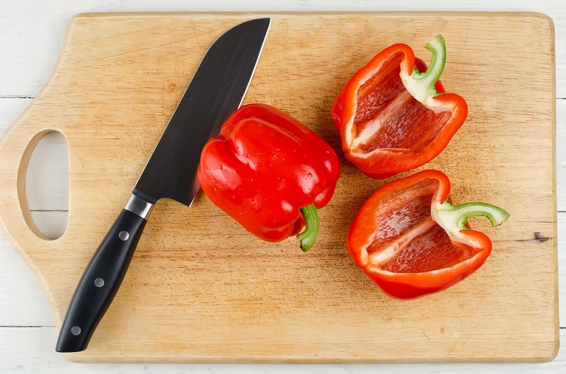 Sliced red bell peppers 