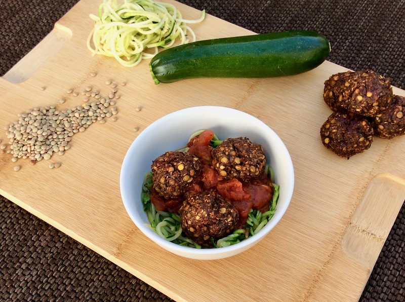 vegetarian meatballs with zucchini noodles. healthy pasta recipes