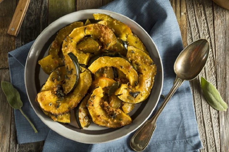 Maple Fried Acorn Squash with Brussels Sprouts and Bacon Recipes