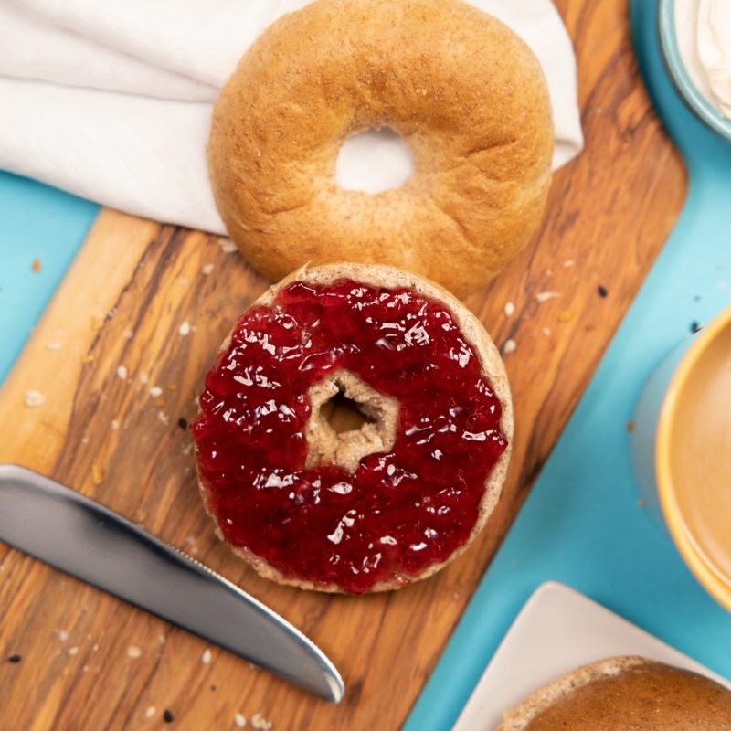 Honey Wheat Bagel with jelly