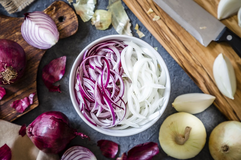 freshly cut onions in a bowl