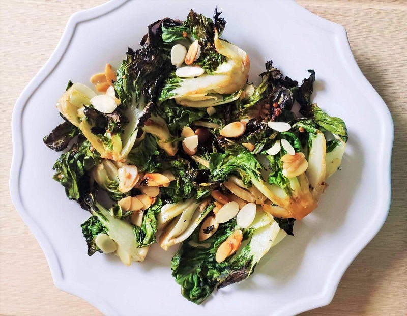 Roasted Bok Choy with almonds