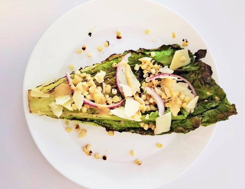 Grilled Romaine and Corn Salad with Honey Mustard Tahini Dressing