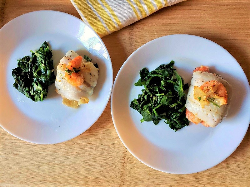 two Shrimp Stuffed Fish meals for dinner