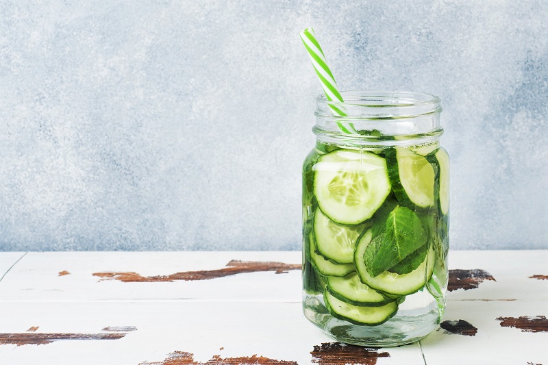Cucumber infused water.