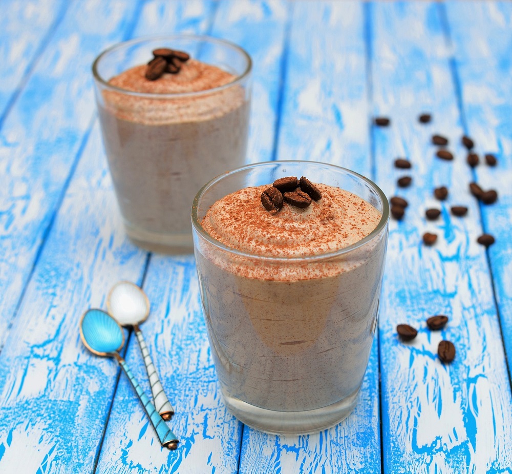 Coffee chocolate mousse in cups
