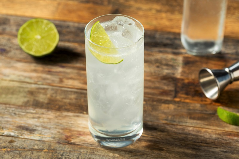 ranch water tequila cocktail with lime and sparkling water