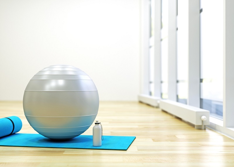 Exercise stability ball and mat in Gym