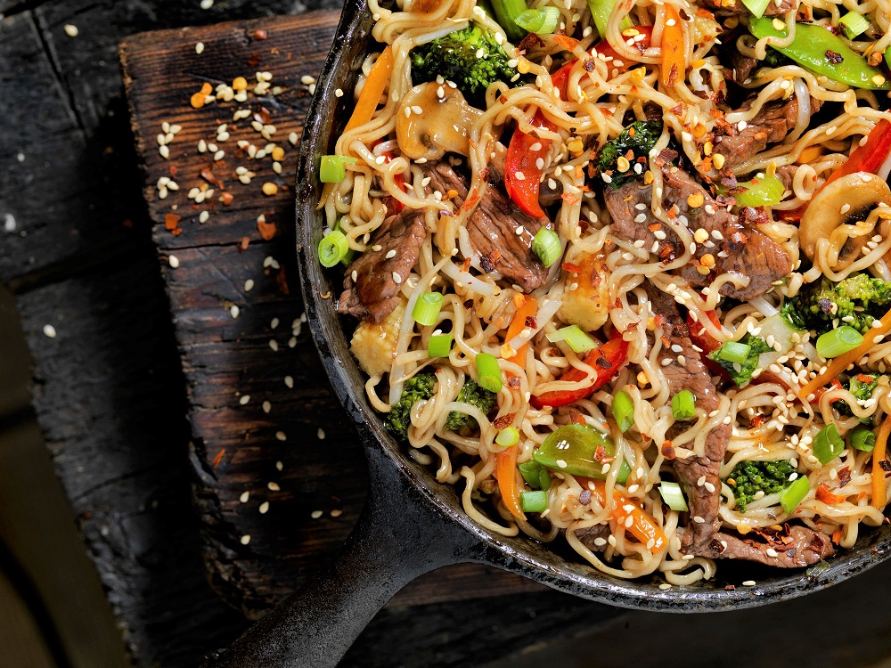 Beef Ramen Noodle Stir Fry Recipe with vegetables