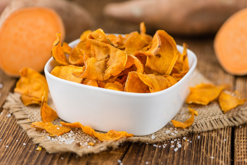 Healthy BBQ sweet potato chips