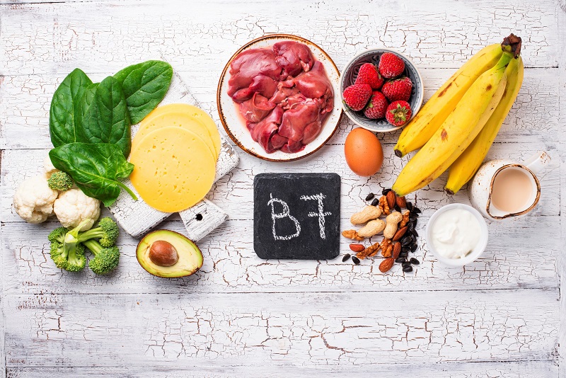 Biotin is found in bananas, meat, and avocados