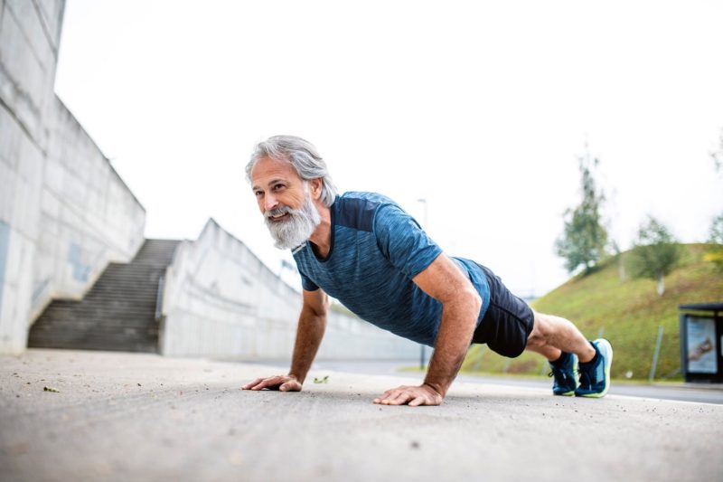 Man in classic push-up position
