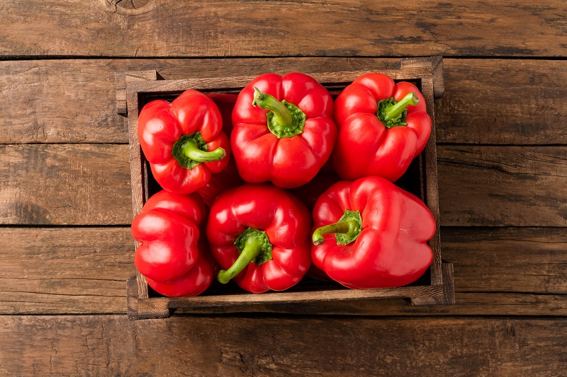 Red bell peppers have the vitamin C your body needs to make collagen