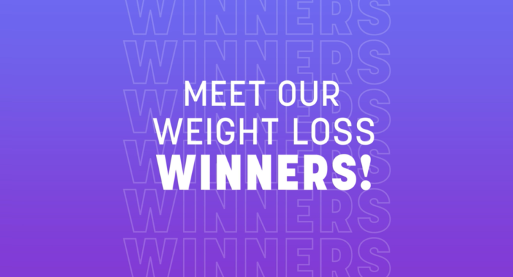 Meet Our Weight Loss Winners! text on a purple background