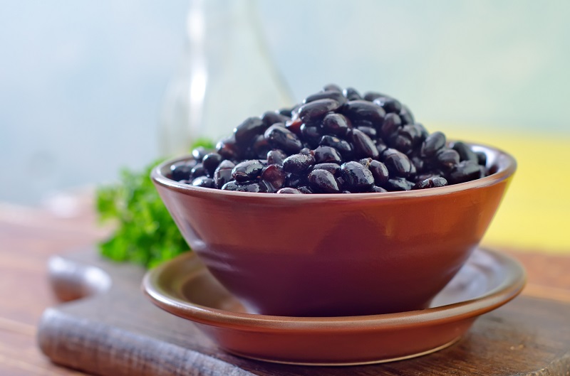 Canned black beans in a bowl