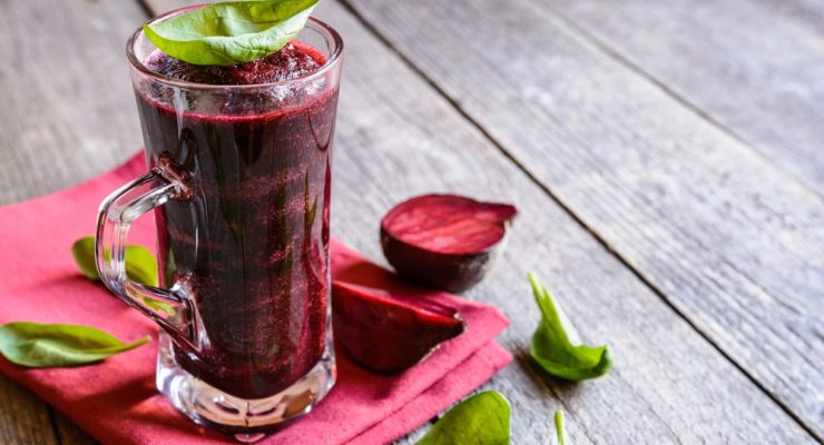 Red Velvet Chocolate Protein Shake with beets and spinach