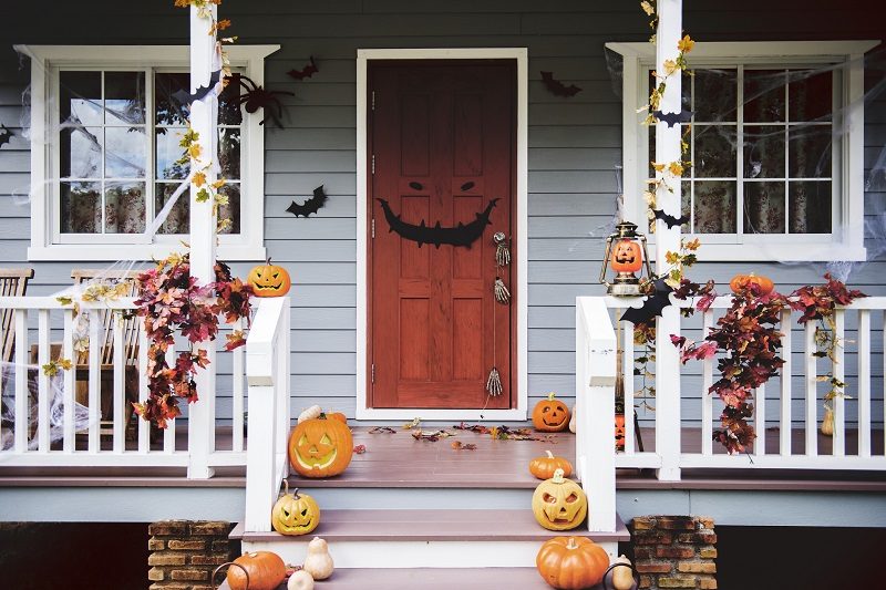 Get creative decorating your front door or porch for Halloween