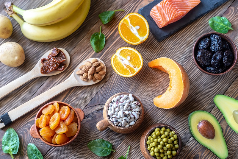 Fresh foods like the bananas and salmon pictured here can be significant sources of electrolytes