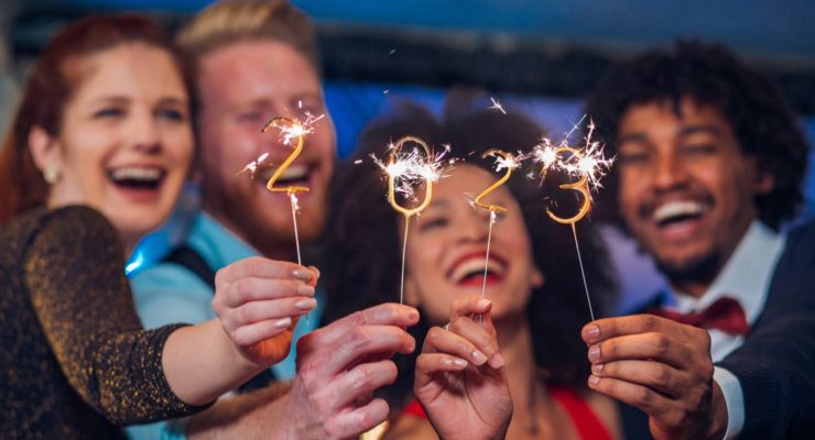 Two couples with sparklers