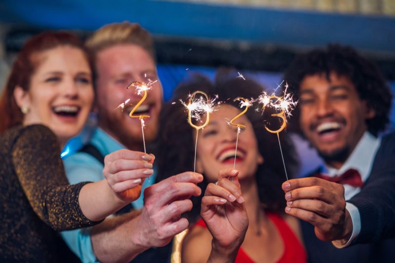 Two couples with sparklers