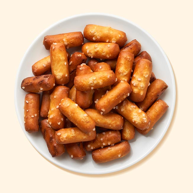 Plate of salted pretzels