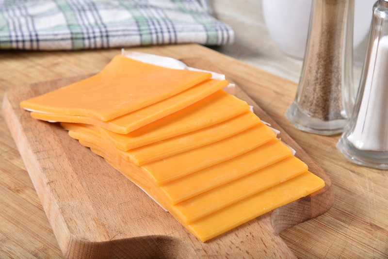 Stack of several cheese slices
