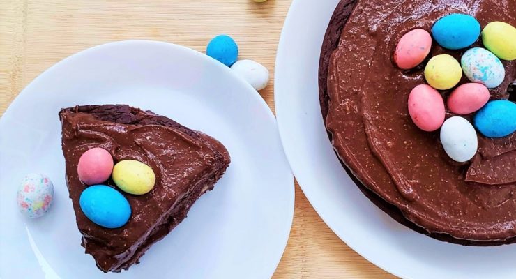 Avocado Chocolate Cake with Easter Candy