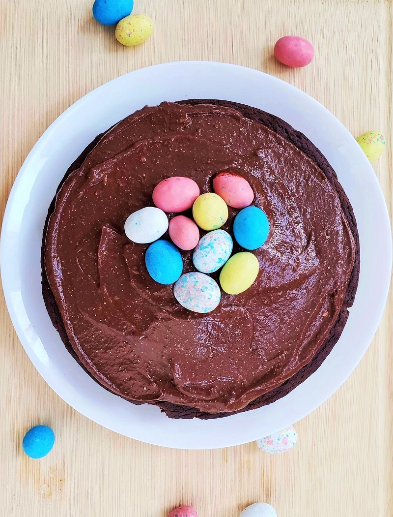 Avocado Chocolate Cake with Easter Candy