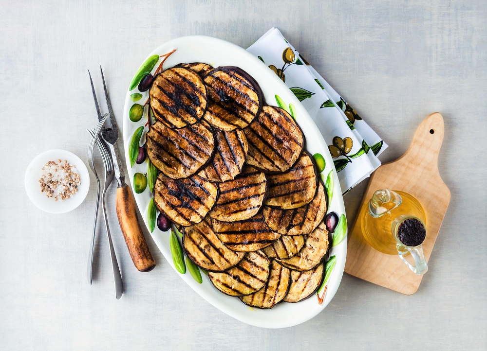 grilled eggplant with spices and olive oil
