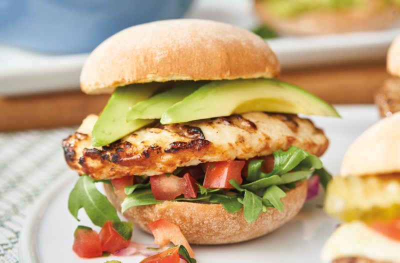 Nutrisystem Grilled Chicken Sandwich with various toppings